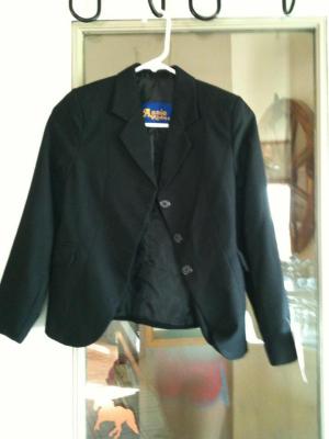 Annie Rider English Hunt coat (black). Brand new, tag still on it. Mint condition. asking $40. Child's size 12.
